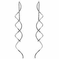 exquisite tassel threader dangle drop earrings curve twist linear wave chain earring (silver)