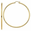 extra large 14k yellow gold tube hoop earrings with click-down clasp (2mm tube),  (65mm)