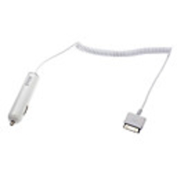 EYON Car Charger with Retractable Cable for iPhone4,  4S and Others (White)