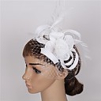 Fabric Fascinators with Feather / Floral 1 Piece Wedding / Anniversary Headpiece