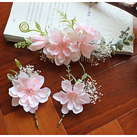 Fabrics Hair Combs with Floral 3 Pieces Wedding / Party / Evening Headpiece miniinthebox