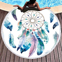 factory direct sale dream catcher round printed beach towel microfiber plus tassels feel soft and customizable logo miniinthebox