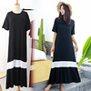 factory direct summer new style loose big swing modal dress korean version of large size spelling short sleeve a-line long skirt female miniinthebox