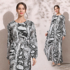 factory direct supply eduoduo new national style long skirt,  long-sleeved large-size printing round neck tie dress 2008 miniinthebox