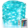 Fairy Lights 100 LED 33 FT Christmas Lights USB Plug 16 Colors Changing Silver Wire Firefly Lights with IR24 Key Remote Control for Indoor Party Halloween Christmas