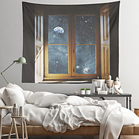 Fake Window View Wall Tapestry Art Decor Blanket Curtain Hanging Home Bedroom Living Room Decoration miniinthebox
