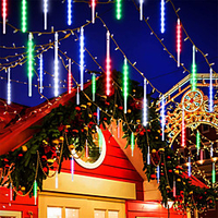 Falling Rain Lights Meteor Shower Lights Christmas Lights 50cm 10 Tubes 480 LEDs Falling Rain Drop Icicle String Lights for Christmas Trees New Year Wedding Decoration
