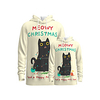 Family Look Active Cat Graphic Optical Illusion Animal Print Long Sleeve Regular Hoodie Sweatshirt Beige