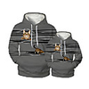 Family Look Active Cat Graphic optical illusion Animal Print Long Sleeve Regular Hoodie Sweatshirt Black