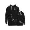 Family Look Active Cat Graphic Optical Illusion Animal Print Long Sleeve Regular Hoodie Sweatshirt Black