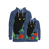 Family Look Active Cat Graphic Optical Illusion Animal Print Long Sleeve Regular Hoodie Sweatshirt Dusty Blue