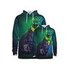 Family Look Active Cat Graphic Optical Illusion Animal Print Long Sleeve Regular Hoodie Sweatshirt Green