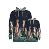 Family Look Active Cat Graphic Optical Illusion Animal Print Long Sleeve Regular Hoodie Sweatshirt Light Blue