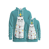 Family Look Active Cat Graphic Optical Illusion Animal Print Long Sleeve Regular Hoodie Sweatshirt Light Blue