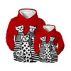 Family Look Active Cat Graphic optical illusion Animal Print Long Sleeve Regular Hoodie Sweatshirt Red