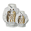 Family Look Active Cat Graphic optical illusion Animal Print Long Sleeve Regular Hoodie Sweatshirt White