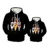 Family Look Active Cat Santa Claus Graphic optical illusion Animal Print Long Sleeve Regular Hoodie Sweatshirt Black