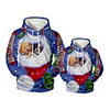 Family Look Active Dog Santa Claus Graphic optical illusion Animal Print Long Sleeve Regular Hoodie Sweatshirt Blue