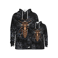 Family Look Active Graphic Optical Illusion Animal Print Long Sleeve Regular Hoodie Sweatshirt Black
