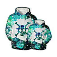 Family Look Active Graphic optical illusion Animal Print Long Sleeve Regular Hoodie Sweatshirt Green