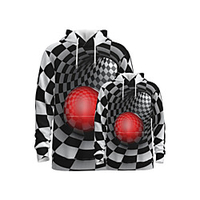 Family Look Active Graphic Optical Illusion Print Long Sleeve Regular Hoodie Sweatshirt Black