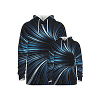 Family Look Active Graphic Optical Illusion Print Long Sleeve Regular Hoodie Sweatshirt Navy Blue