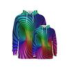 Family Look Active Graphic Optical Illusion Print Long Sleeve Regular Hoodie Sweatshirt Rainbow