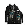 Family Look Active Orangutan Graphic Optical Illusion Animal Print Long Sleeve Regular Hoodie Sweatshirt Black