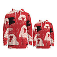 Family Look Active Orangutan Graphic optical illusion Animal Print Long Sleeve Regular Hoodie Sweatshirt Red