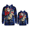 Family Look Active Santa Claus Dinosaur Graphic optical illusion Animal Print Long Sleeve Regular Hoodie Sweatshirt Navy Blue