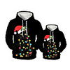 Family Look Active Santa Claus Graphic optical illusion Animal Print Long Sleeve Regular Hoodie Sweatshirt Black