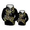 Family Look Active Santa Claus Graphic optical illusion Animal Print Long Sleeve Regular Hoodie Sweatshirt Black