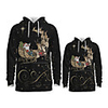 Family Look Active Santa Claus Graphic optical illusion Animal Print Long Sleeve Regular Hoodie Sweatshirt Black
