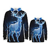Family Look Active Santa Claus Graphic optical illusion Animal Print Long Sleeve Regular Hoodie Sweatshirt Blue