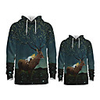 Family Look Active Santa Claus Graphic optical illusion Animal Print Long Sleeve Regular Hoodie Sweatshirt Green
