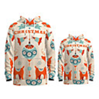 Family Look Active Santa Claus Graphic optical illusion Animal Print Long Sleeve Regular Hoodie Sweatshirt Orange