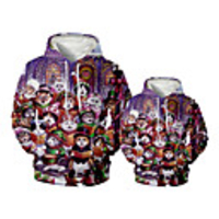Family Look Active Santa Claus Graphic optical illusion Animal Print Long Sleeve Regular Hoodie Sweatshirt Purple