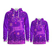Family Look Active Santa Claus Graphic optical illusion Animal Print Long Sleeve Regular Hoodie Sweatshirt Purple