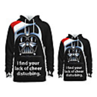 Family Look Active Santa Claus Graphic optical illusion Letter Print Long Sleeve Regular Hoodie Sweatshirt Black