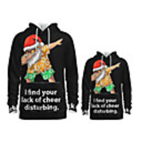 Family Look Active Santa Claus Graphic optical illusion Letter Print Long Sleeve Regular Hoodie Sweatshirt Black