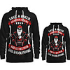 Family Look Active Santa Claus Graphic optical illusion Letter Print Long Sleeve Regular Hoodie Sweatshirt Black