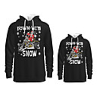 Family Look Active Santa Claus Graphic optical illusion Letter Print Long Sleeve Regular Hoodie Sweatshirt Black