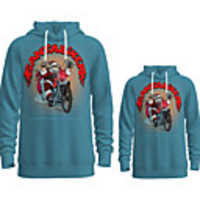 Family Look Active Santa Claus Graphic optical illusion Letter Print Long Sleeve Regular Hoodie Sweatshirt Blue