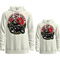 Family Look Active Santa Claus Graphic optical illusion Letter Print Long Sleeve Regular Hoodie Sweatshirt White