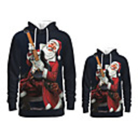 Family Look Active Santa Claus Graphic optical illusion Print Long Sleeve Regular Hoodie Sweatshirt Black