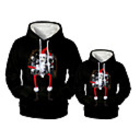 Family Look Active Santa Claus Graphic optical illusion Print Long Sleeve Regular Hoodie Sweatshirt Black