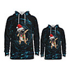 Family Look Active Santa Claus Graphic optical illusion Print Long Sleeve Regular Hoodie Sweatshirt Black