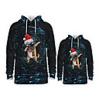 Family Look Active Santa Claus Graphic optical illusion Print Long Sleeve Regular Hoodie Sweatshirt Black