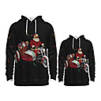 Family Look Active Santa Claus Graphic optical illusion Print Long Sleeve Regular Hoodie Sweatshirt Black