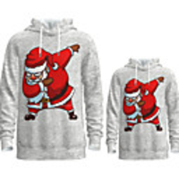 Family Look Active Santa Claus Graphic optical illusion Print Long Sleeve Regular Hoodie Sweatshirt Gray